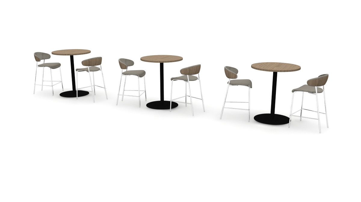 Bistro, Stainless Steel Disc, and Veneer Top - Wood Edge