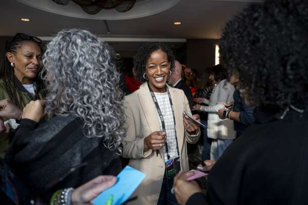 Maria VanDeman networking and exchanging ideas during IIDA Industry Roundtable event