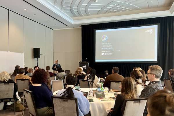 Audience listening to Cheryl Durst's keynote presentation at IIDA Industry Roundtable on the future of workplace design