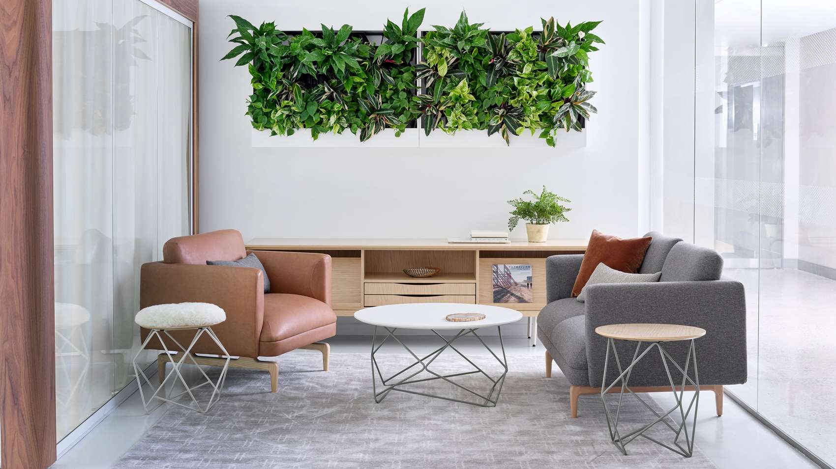 New York City Showroom featuring lounge area and living wall planter