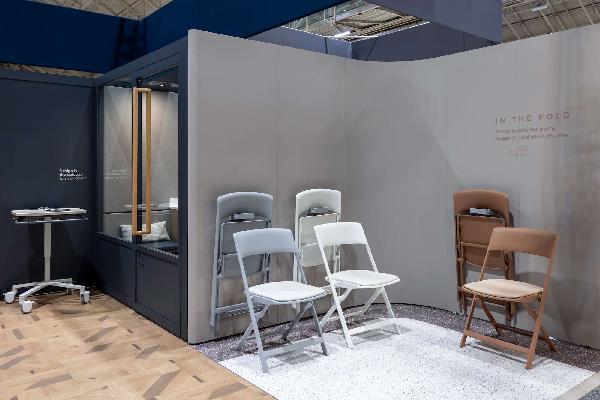folding chairs mounted and in different colors at HCD