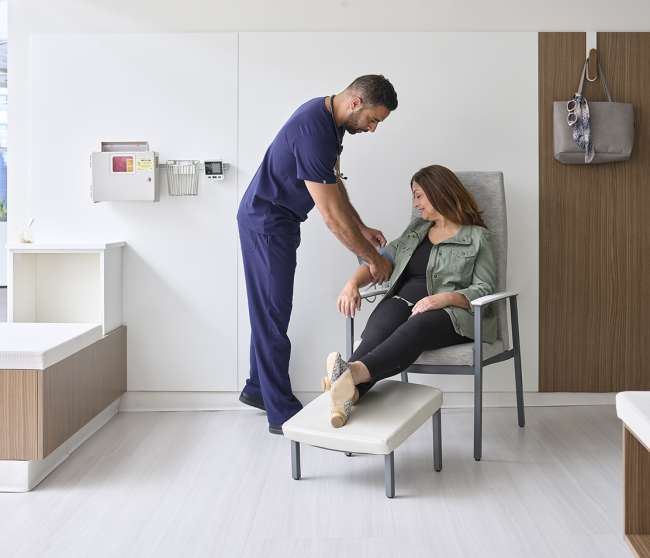 Serony and Metal patient ottoman