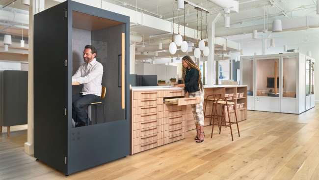 ROOM x Carolina Phone Booth, Vienna, and Staks Slide-Out Storage