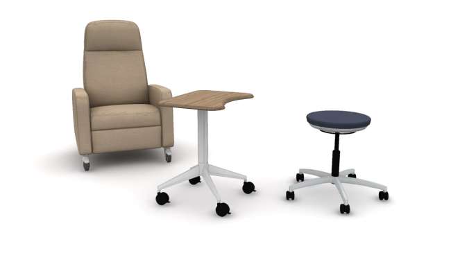 Knack, Stray mobile table, and Stray physician's stool Knack, Stray mobile table, and Stray physician's stool