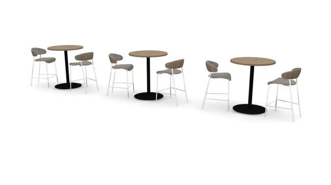 Bistro, Stainless Steel Disc, and Veneer Top - Wood Edge