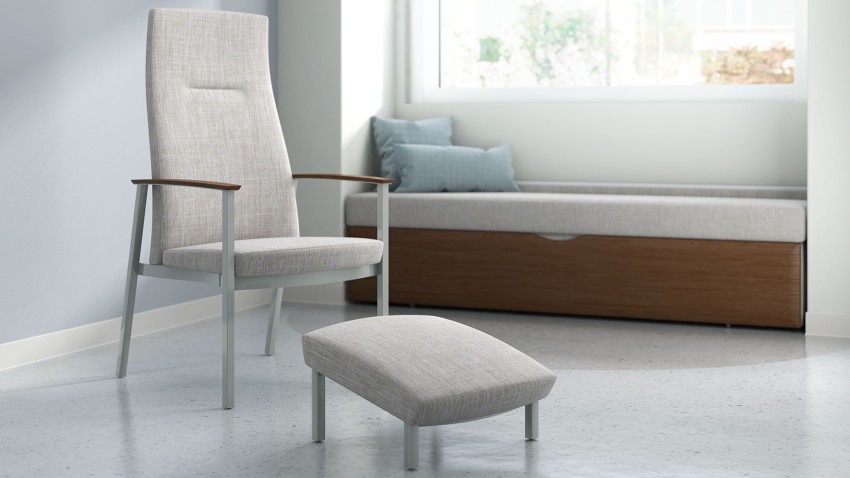 Serony and metal patient ottoman