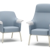 Patient lounge with four-leg metal base