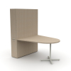 Seated height veneer huddle table with cabinet