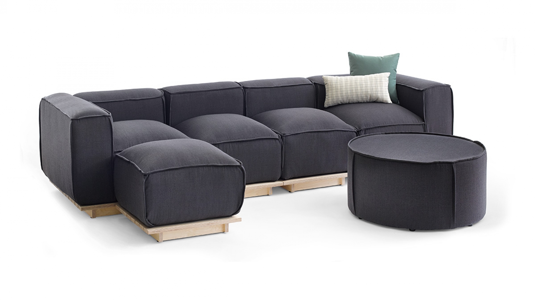 OFS, Hinchada Modular Lounge is low profile, plush seating that is sure to be the place where everyone wants to kick up their