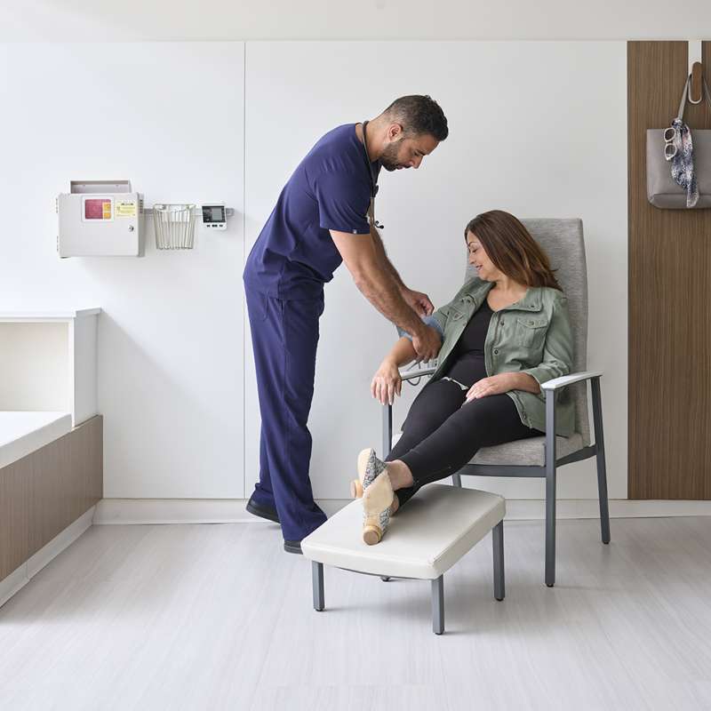 Serony and Metal patient ottoman